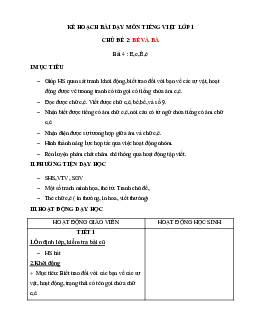 Chủ đề 2: Bé và ba | Bài 4 | Giáo án Tiếng Việt 1 bộ sách Chân trời sáng tạo