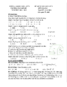 Đề kiểm tra giữa kỳ 1 Toán 6 năm 2021 – 2022 trường THCS Bồ Đề – Hà Nội