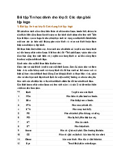 Bài tập Tin học dành cho lớp 5: Các dạng bài tập logo