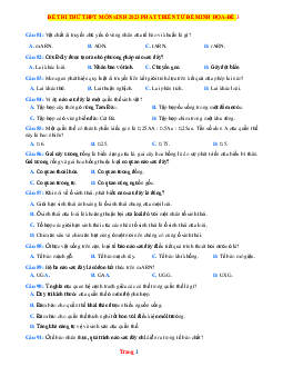 Đề thi thử tốt nghiệp sinh học THPTQG 2023 bám sát đề minh họa số 3 (có đáp án)