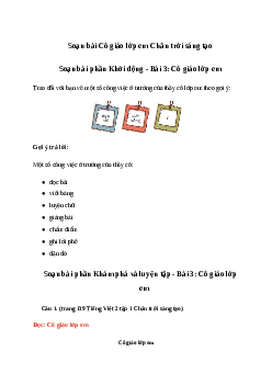 Soạn bài Cô giáo lớp em trang 138| Tiếng việt lớp 2 | Chân trời sáng tạo