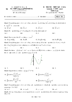 Đề thi thử Toán THPT QG 2019 trường THPT Phan Đình Phùng – Đăk Lăk