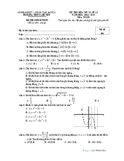 Đề thi HK2 Toán 12 năm học 2016 – 2017 trường THPT chuyên Sơn La