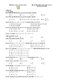 Đề cương học kỳ 2 Toán 7 năm 2023 – 2024 trường THCS Thành Công – Hà Nội