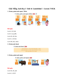 Giải Tiếng Anh lớp 1 Unit 6: Lunchtime! - Lesson 3 SGK | Family & Friends