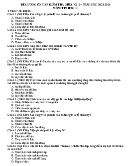 Đề cương ôn tập giữa học kì 2 môn Tin học 11 sách Kết nối tri thức với cuộc sống