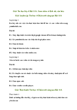 Giải Tin học lớp 4 Bài 11A: Xem video về lịch sử, văn hóa | Chân trời sáng tạo