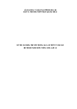 Đề thi Olympic 10 tháng 3 lần thứ 3 môn Tiếng Anh năm 2019 môn Tiếng Anh 10 THPT Trần Quang Khải