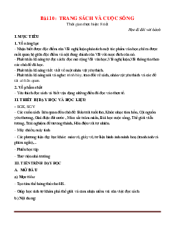 Giáo án Văn 7 Kết nối tri thức bài 10 Trang sách và cuộc sống