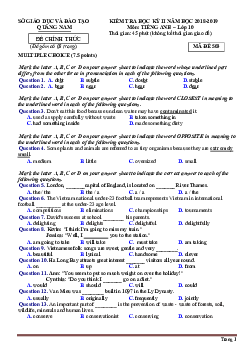 Đề thi học kỳ 2 môn Tiếng Anh lớp 10 Quảng Nam 2018-2019 (có đáp án)