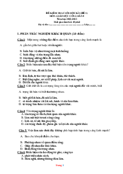 Đề Thi Học Kỳ 1 Môn GDCD Lớp 8 Năm 2022-2023(có đáp án và ma trận-Đề 1)