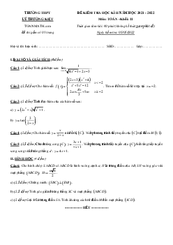 Đề thi học kỳ 2 Toán 11 năm 2021 – 2022 trường THPT Lý Thường Kiệt – TP HCM