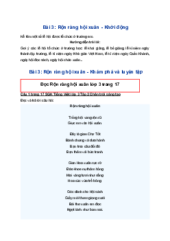 Bài 3: Rộn ràng hội xuân trang 17 SGK Tiếng Việt lớp 3 Chân trời sáng tạo Tập 2