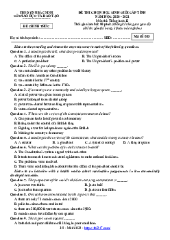 Đề HSG Tiếng Anh 12 Cấp Tỉnh Năm 2020 – 2021 Sở Gd&Đt Bắc Ninh