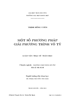 Một số phương pháp giải phương trình vô tỷ – Trịnh Hồng Uyên