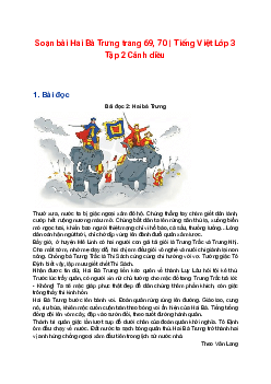 Soạn bài Hai Bà Trưng trang 69, 70 | Tiếng Việt Lớp 3 Tập 2 Cánh diều