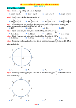 Đề cương ôn tập giữa học kỳ 1 Toán 11 Kết nối tri thức