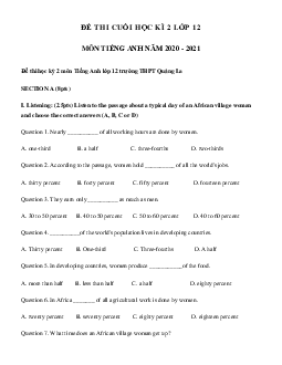 Đề cương ôn thi học kì 2 lớp 12 môn tiếng Anh năm 2021