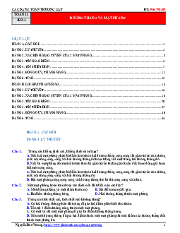 Các dạng toán đường thẳng và mặt phẳng trong không gian, quan hệ song song