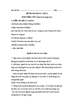 Đề thi học kì 1 lớp 3 môn Tiếng Việt sách Chân trời sáng tạo - Đề 1