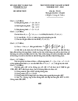Đề thi tuyển sinh lớp 10 THPT năm học 2017 – 2018 môn Toán sở GD và ĐT Đồng Nai