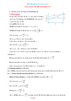 Các dạng bài tập Giao thoa ánh sáng đơn sắc Lý 12 có lời giải và đáp án
