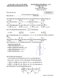 Đề thi thử Toán THPTQG 2019 lần 4 trường chuyên Hoàng Văn Thụ – Hòa Bình