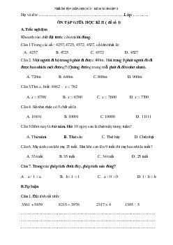 Bộ đề ôn thi giữa học kì 2 môn Toán 3 | Cánh diều