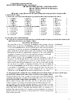 Đề thi Tuyển sinh vào lớp 10 THPT Chuyên Chu Văn An & Hà Nội Amsterdam môn Tiếng Anh (chuyên) năm 2011