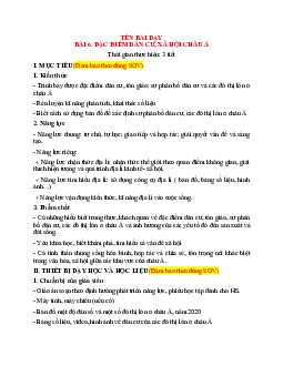 Giáo án Địa Lí 7 Bài 6: Đặc điểm dân cư xã hội Châu Á | Cánh diều