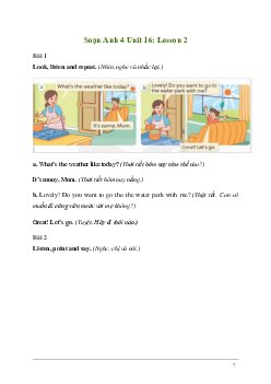 Giải Tiếng Anh lớp 4 Unit 16: Lesson 2 | Global Success