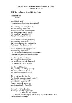 Ngân hàng đề thi HK1 ngữ văn 10 năm 2022-2023