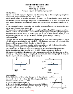 Đề thi thử HSG Vật lí 11 cấp trường năm 2021-2022 (có đáp án)
