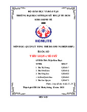Tiểu luận cuối kì Môn Quản lý tổng thể doanh nghiệp | Đại học Sư phạm Kỹ thuật Thành phố Hồ Chí Minh