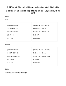 Toán lớp 4 Bài 27: Các tính chất của phép cộng | Cánh diều