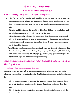 Chủ đề 3: Trí tuệ và học tập | Đại học Sư Phạm Hà Nội