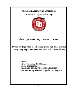 Tiểu luận Triết học: "Lý luận Mác - xít về con người"