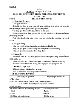 Bài 3: Tìm thành phần trong phép cộng, phép trừ  - Tiết 3 | Giáo án Toán 3 | Kết nối tri thức