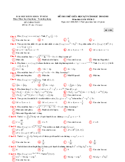 Đề thi thử Giải tích 2 (có đáp án) | Đại học Bách khoa Tp Hồ Chí Minh