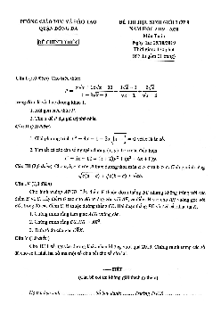 Đề thi học sinh giỏi Toán 9 năm 2019 – 2020 phòng GD&ĐT Đống Đa – Hà Nội