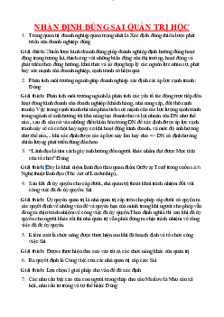 Bài tập nhận định đúng sai môn quản trị học