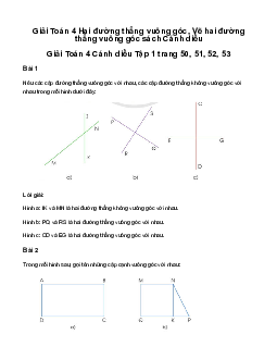 Giải Toán lớp 4 Bài 21: Hai đường thẳng vuông góc. Vẽ hai đường thẳng vuông góc Cánh diều
