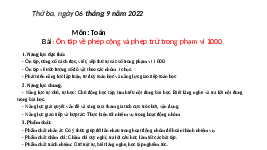 Giáo án điện tử Toán 3 Chương 1 Cánh diều: Ôn tập về phép cộng, phép trừ trong phạm vi 1000