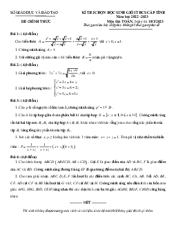 Đề học sinh giỏi cấp tỉnh Toán THCS năm 2022 – 2023 sở GD&ĐT Bình Dương