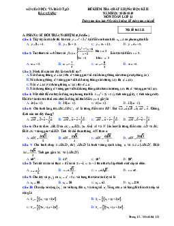 Đề kiểm tra học kì 2 Toán 11 năm 2018 – 2019 sở GD&ĐT Bắc Giang