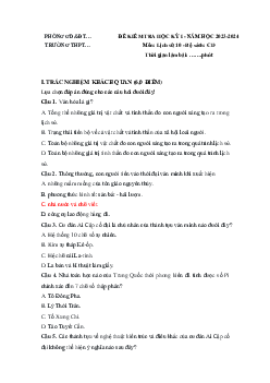 Giải đề thi học kì 1 môn Lịch sử 10 năm 2023 - 2024 sách Cánh diều đề 3