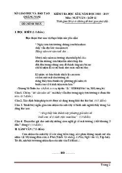 Đề thi học kỳ 2 Ngữ Văn 12 Quảng Nam 2018-2019 (có đáp án)