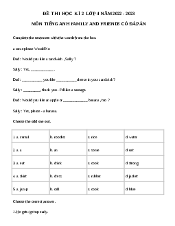 Đề thi tiếng Anh lớp 4 học kì 2 Family and Friends số 4