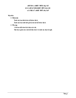 Chuyên đề khái niệm biểu thức đại số, giá trị của một biểu thức đại số