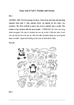 Giải Tiếng Anh 6 Unit 3: Puzzles and Games - Friends Plus